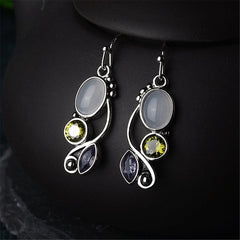 Opal & Crystal Vine Drop Earrings - streetregion