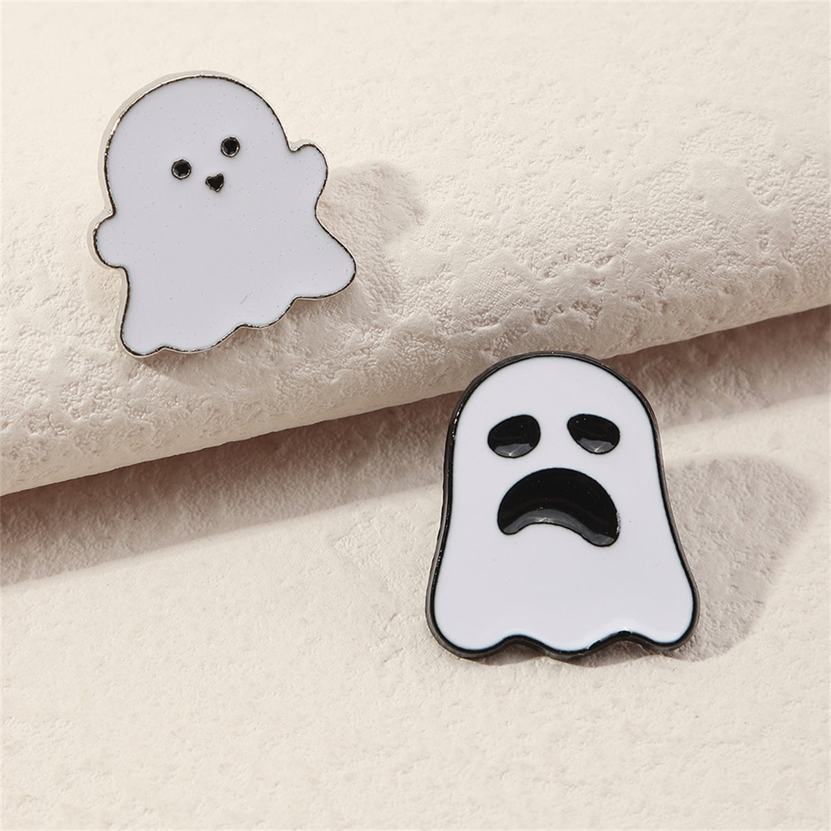 White & Silver-Plated Ghost Enamel Pin Set