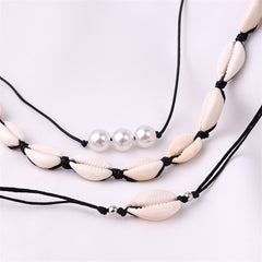 Pearl & Shell Silver-Plated Station Necklace Set