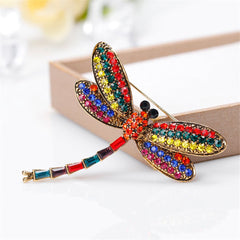 Red & Blue Cubic Zirconia Dragonfly Brooch