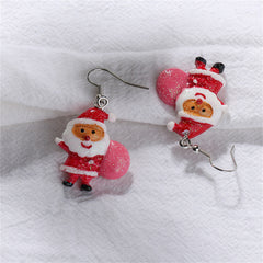 Red Acrylic & Silver-Plated Santa Drop Earrings