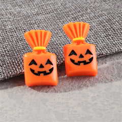 Orange & Silver-Plated Pumpkin Candy Stud Earrings