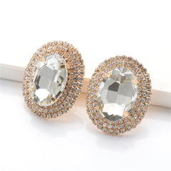 Crystal & Cubic Zirconia Oval Halo Stud Earrings