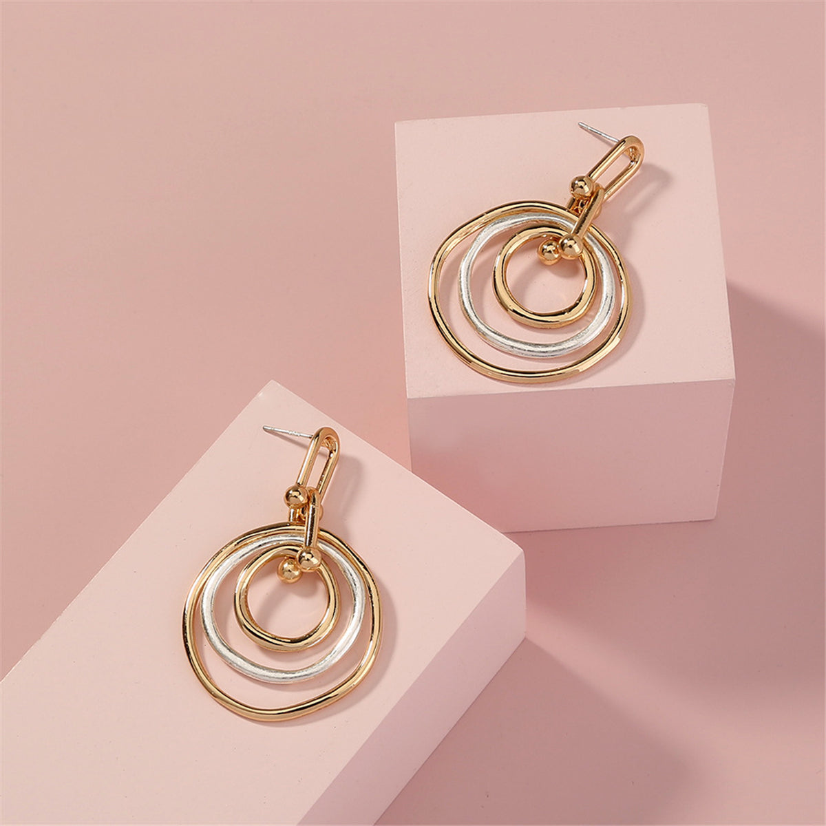 Two-Tone Ripple Drop Earrings