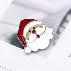 Red & Silver-Plated Santa Brooch