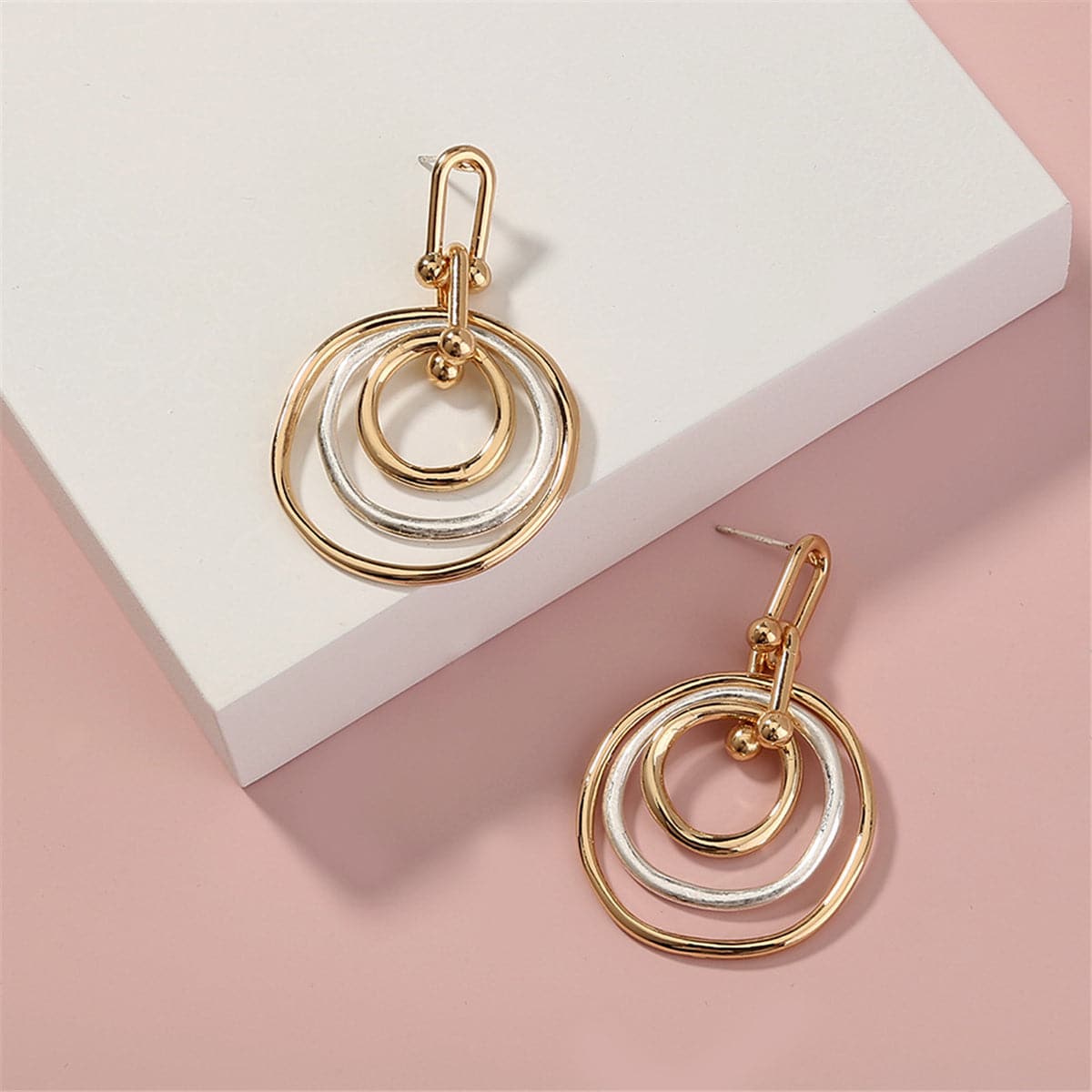 Two-Tone Ripple Drop Earrings