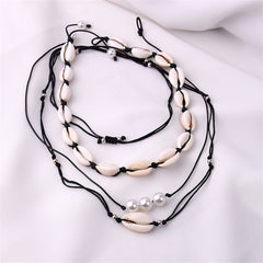 Pearl & Shell Silver-Plated Station Necklace Set