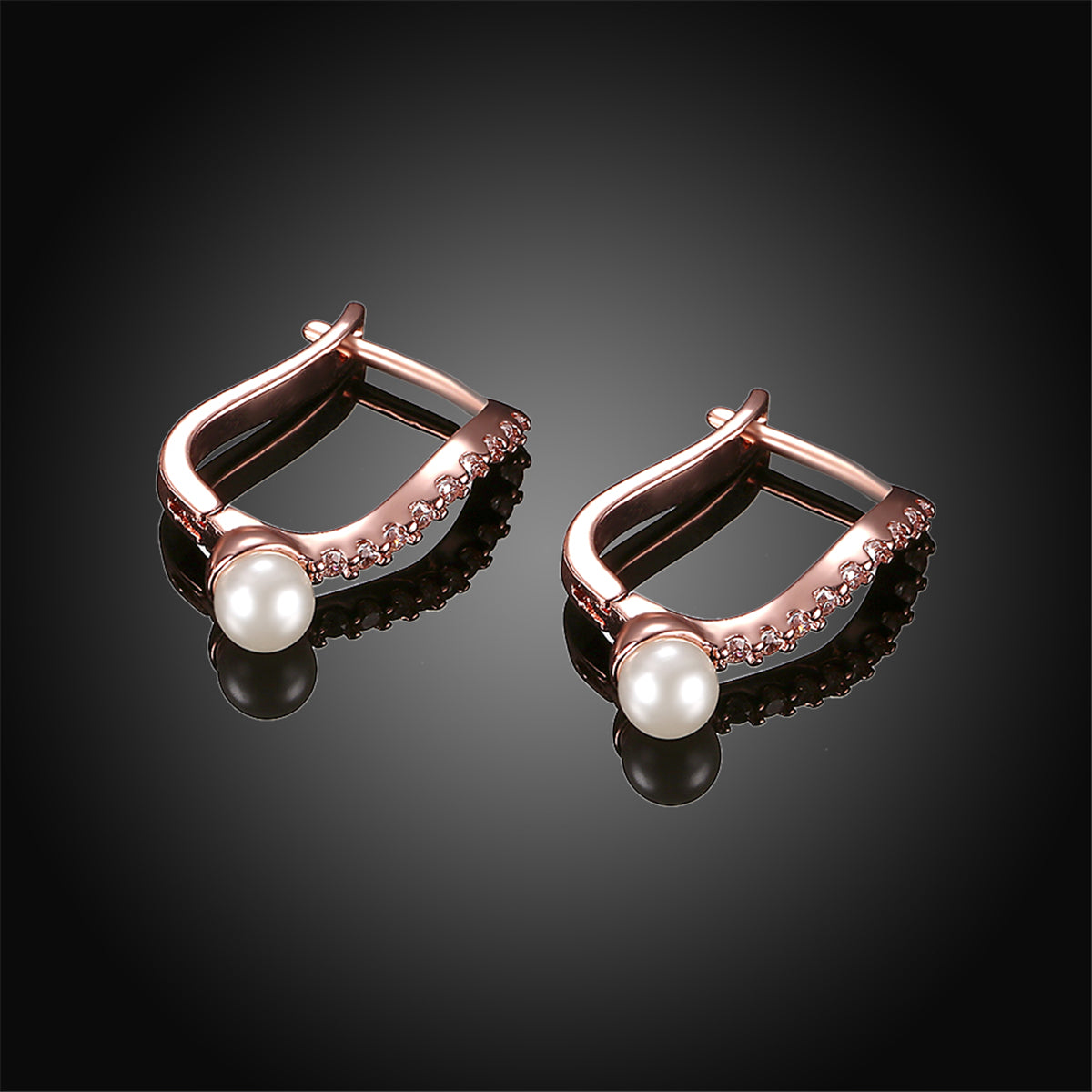 Pearl & 18K Rose Gold-Plated Huggie Earrings