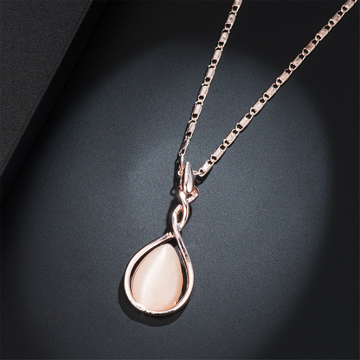 Pink & 18K Rose Gold-Plated Pear Pendant Necklace & Drop Earrings