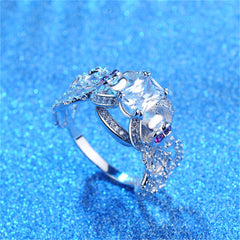 Crystal & Cubic Zirconia Openwork Skull Ring