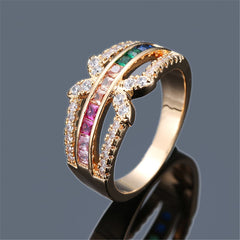 Rainbow Crystal & Cubic Zirconia Butterfly Ring