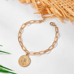 Dazzling gold anklet with a coin charm, crafted in 18K gold plating, perfect for a fashionable and trendy statement.