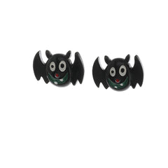 Black & Silver-Plated Bat Stud Earrings