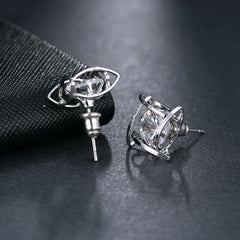 Crystal & Silver-Plated Caged Stud Earrings