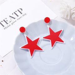 Red & Black Star Drop Earrings