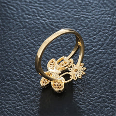 Cubic Zirconia & Gold-Plated Dragonfly Ring