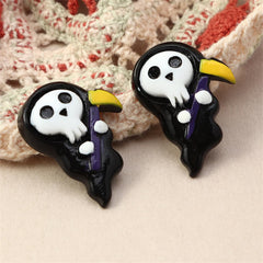 Black & Silver-Plated Death Stud Earrings