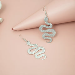 Silver-Plated Hammered Snake Drop Earrings