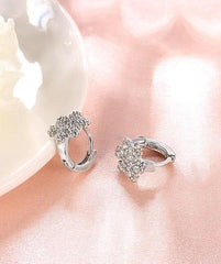 Cubic Zirconia & Silver-Plated Snowflake Huggie Earrings