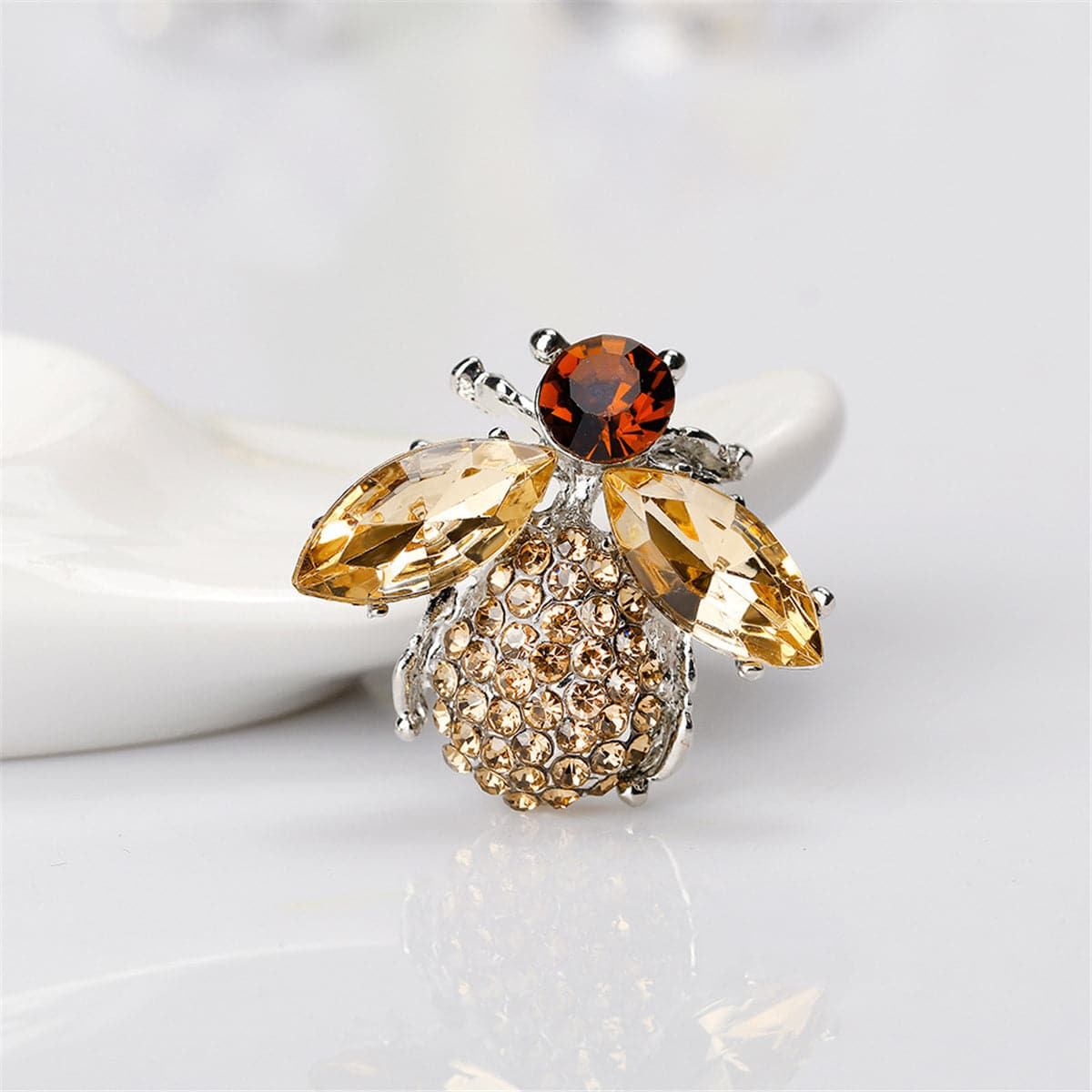 Champagne Crystal & cubic zirconia Bee Brooch - streetregion