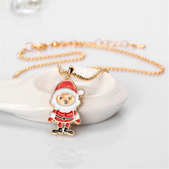 Cubic Zirconia & Enamel 18K Gold-Plated Santa Claus Pendant Necklace
