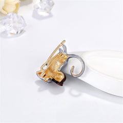 Cubic Zirconia & Enamel 18K Gold-Plated Mouse Brooch