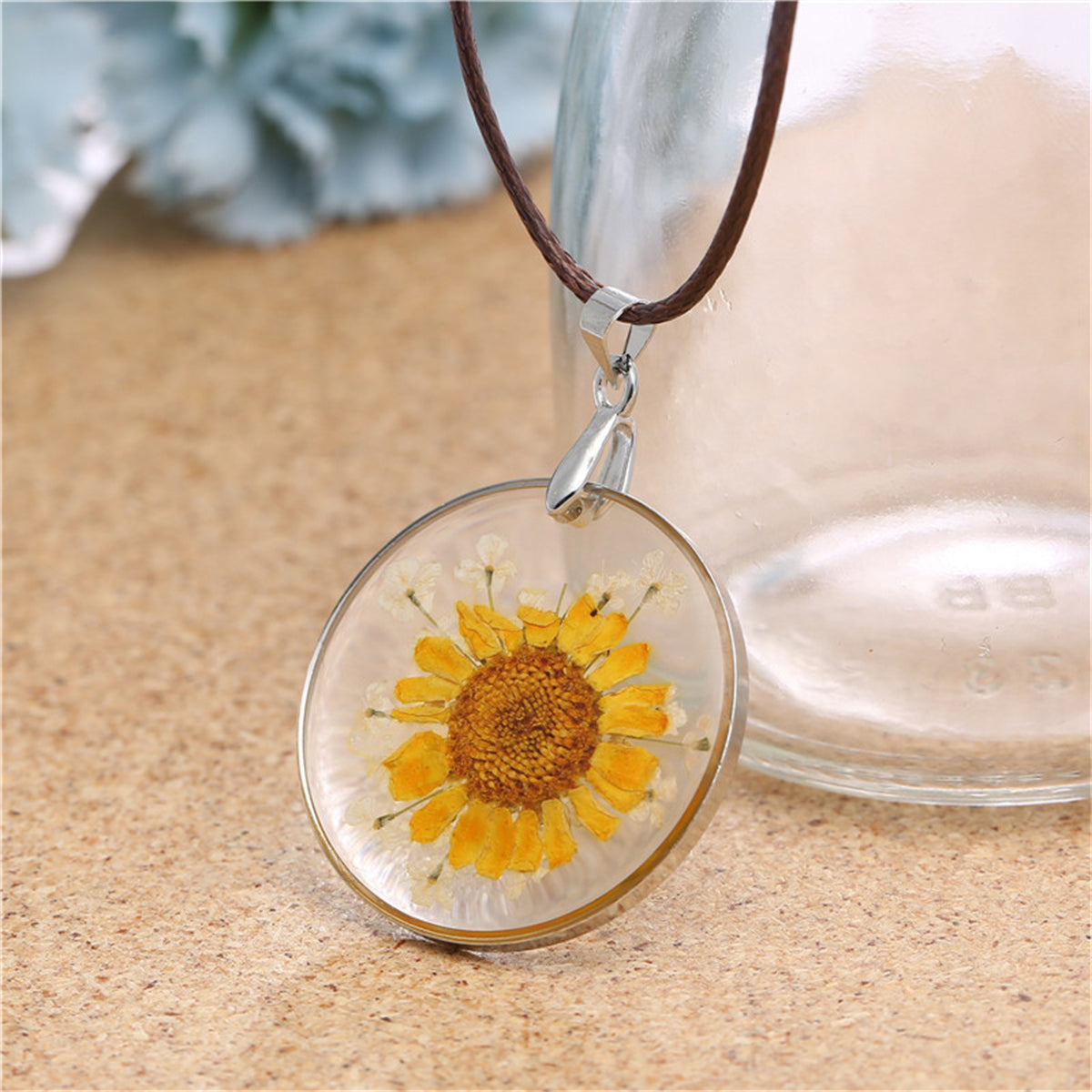 Yellow Mum Pendant Necklace