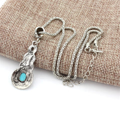 Turquoise & Cubic Zirconia Silver-Plated Braided Pendant Necklace
