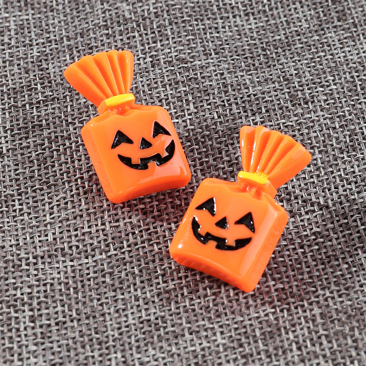 Orange & Silver-Plated Pumpkin Candy Stud Earrings