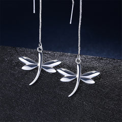 Silver-Plated Dragonfly Threader Earrings