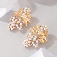 Pearl & 18K Gold-Plated Botanical Drop Earrings