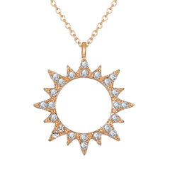 Cubic Zirconia & 18K Gold-Plated Sun Pendant Necklace