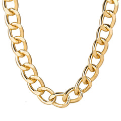 A stunning 18K gold-plated chunky curb chain necklace featuring a prominent large link design.