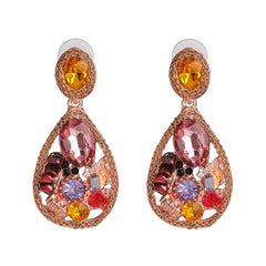 Multicolor Crystal & Cubic Zirconia Clustered Teardrop Earrings