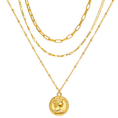 Stunning 18K gold-plated necklace with a layered coin pendant, ideal for elevating your jewelry collection effortlessly.