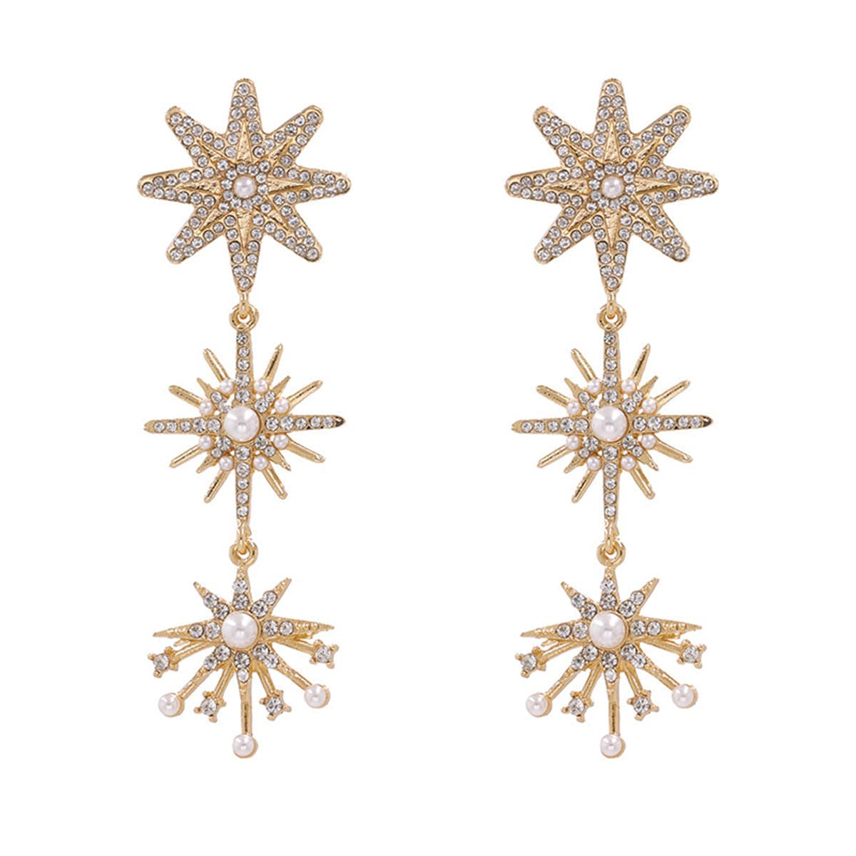 Cubic Zirconia & Pearl 18K Gold-Plated Celestial Drop Earrings