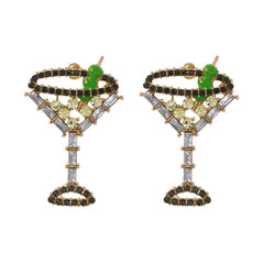 Yellow Crystal & Cubic Zirconia Martini Drop Earrings