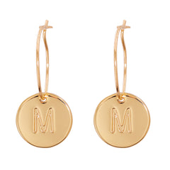 18K Gold-Plated Letter M Cut Drop Earrings