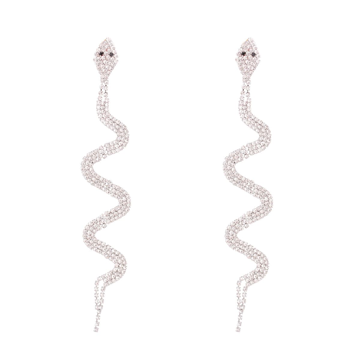 Cubic Zirconia & Silver-Plated Snake Drop Earrings