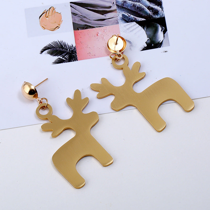 Eye-catching 18K gold-plated deer earrings, combining sophistication and whimsy for a standout fashion statement.