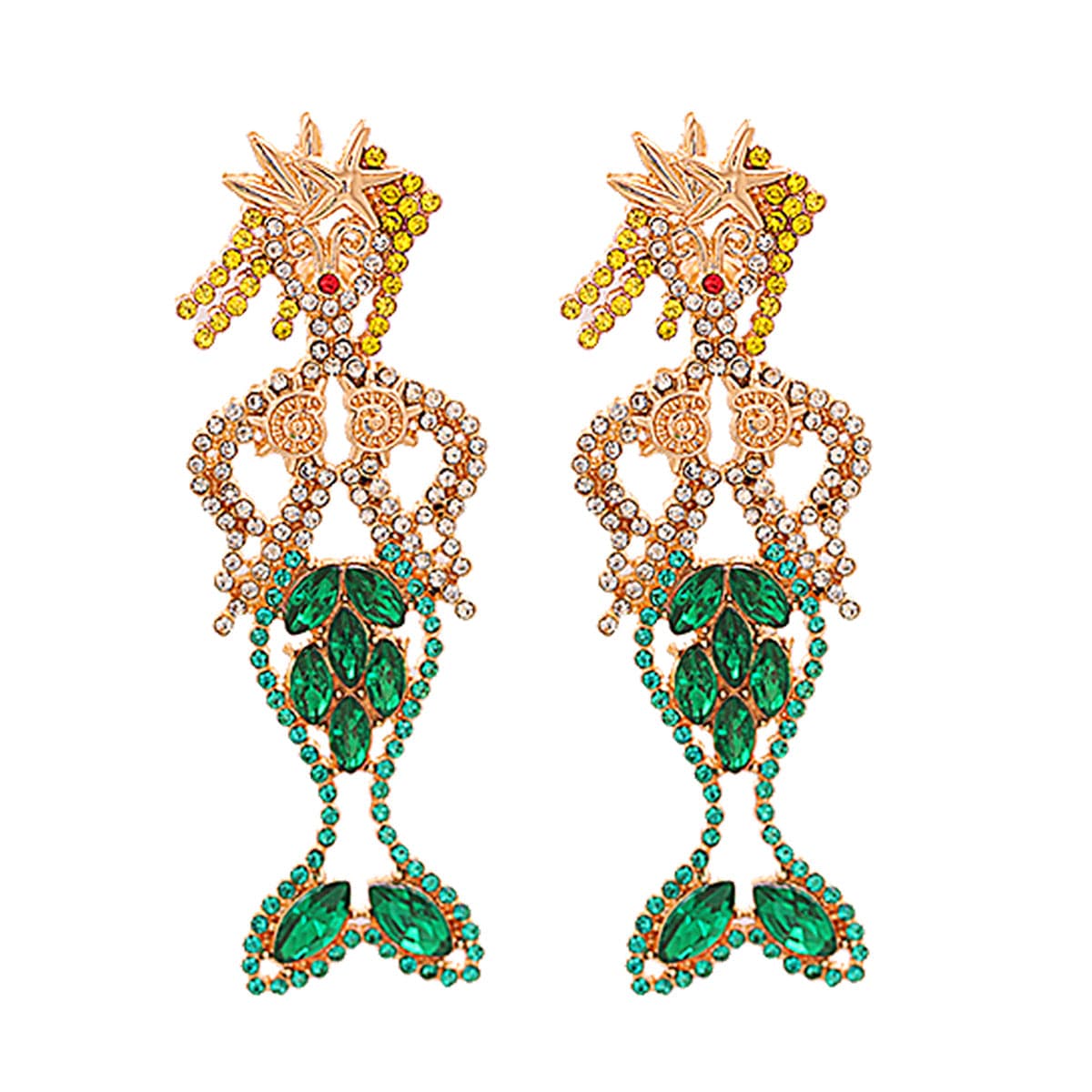 Crystal & Cubic Zirconia Mermaid Drop Earrings