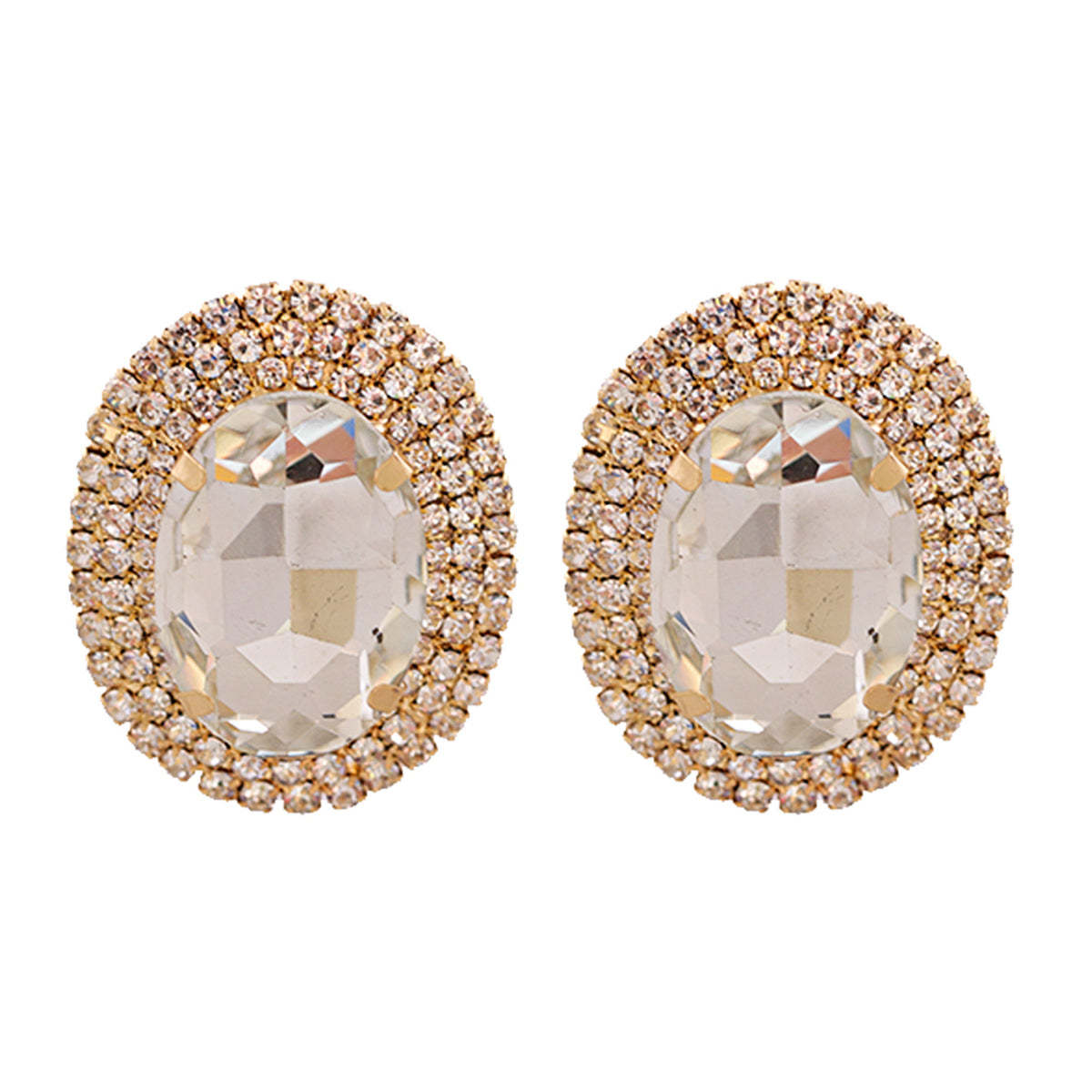 Crystal & Cubic Zirconia Oval Halo Stud Earrings