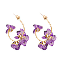 Purple Resin & 18K Gold-Plated Abstract Floral Drop Earrings