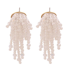 Pearl & Acrylic 18K Gold-Plated Flower Tassel Drop Earrings