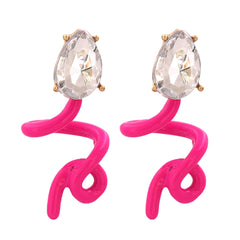 Rose & Crystal Swirling Snake Drop Earrings