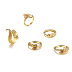 18K Gold-Plated Snake Ring Set