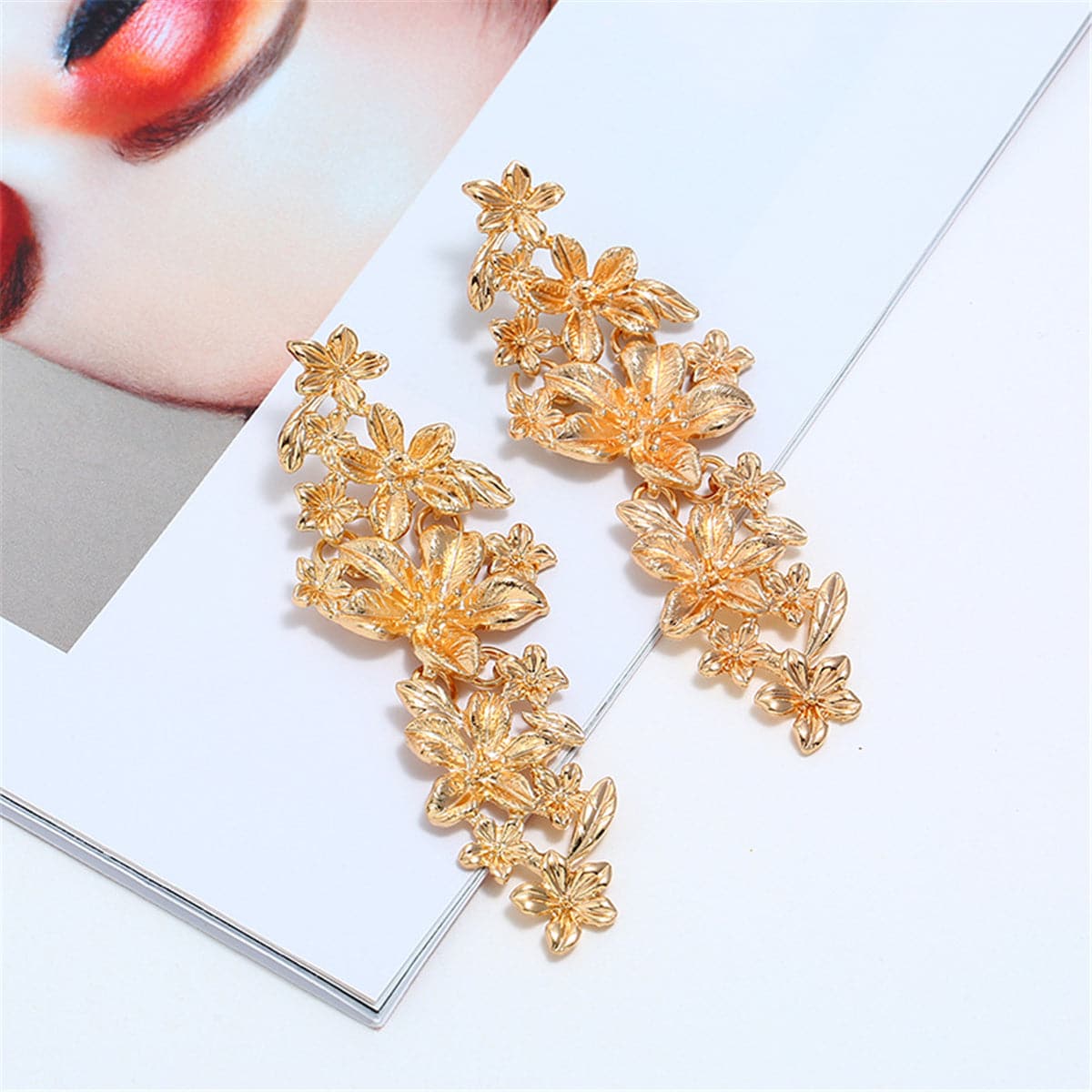 18K Gold-Plated Flower Vine Drop Earrings
