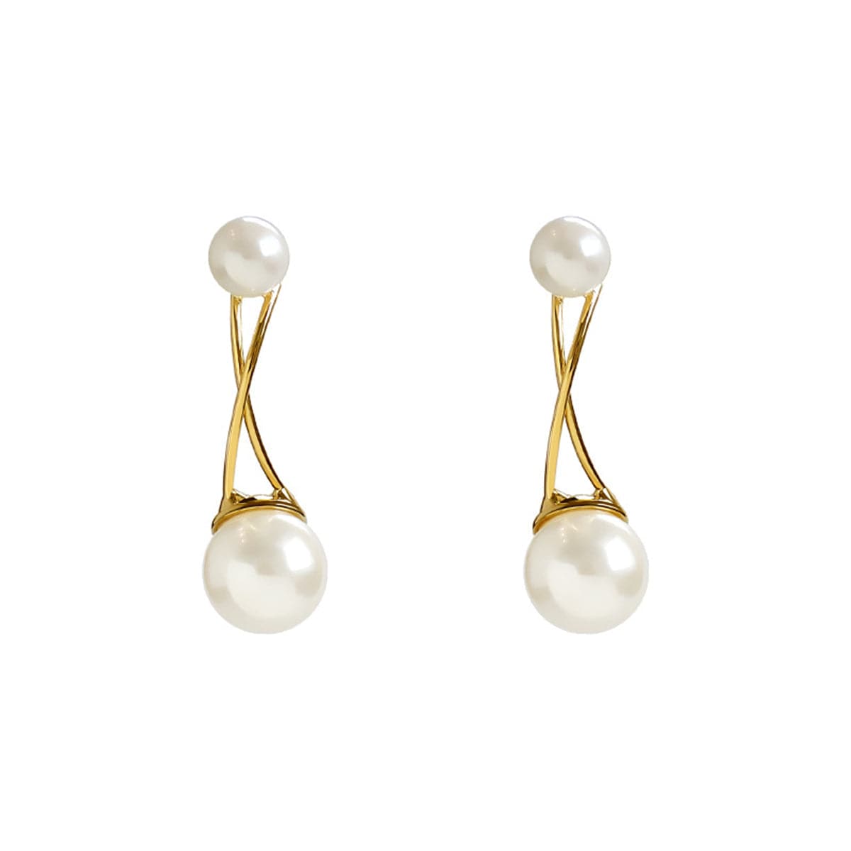 Pearl & 18K Gold-Plated Crossing Drop Earrings