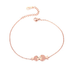 18K Rose Gold-Plated & Cubic Zirconia Double Frosted Fish Anklet