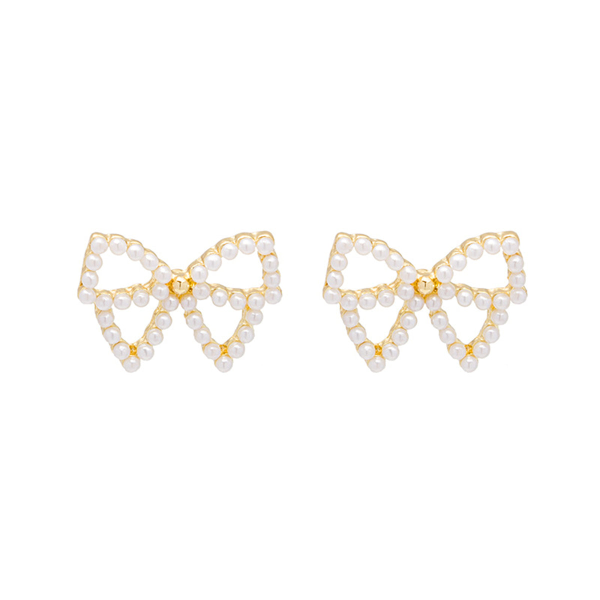 Pearl & 18K Gold-Plated Bow Stud Earrings